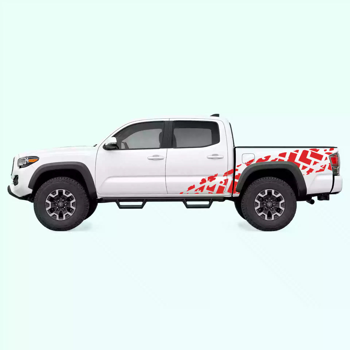 2016-2023 Toyota Tacoma Tire Tracks Side Decals Vinyl Graphics Kit Red