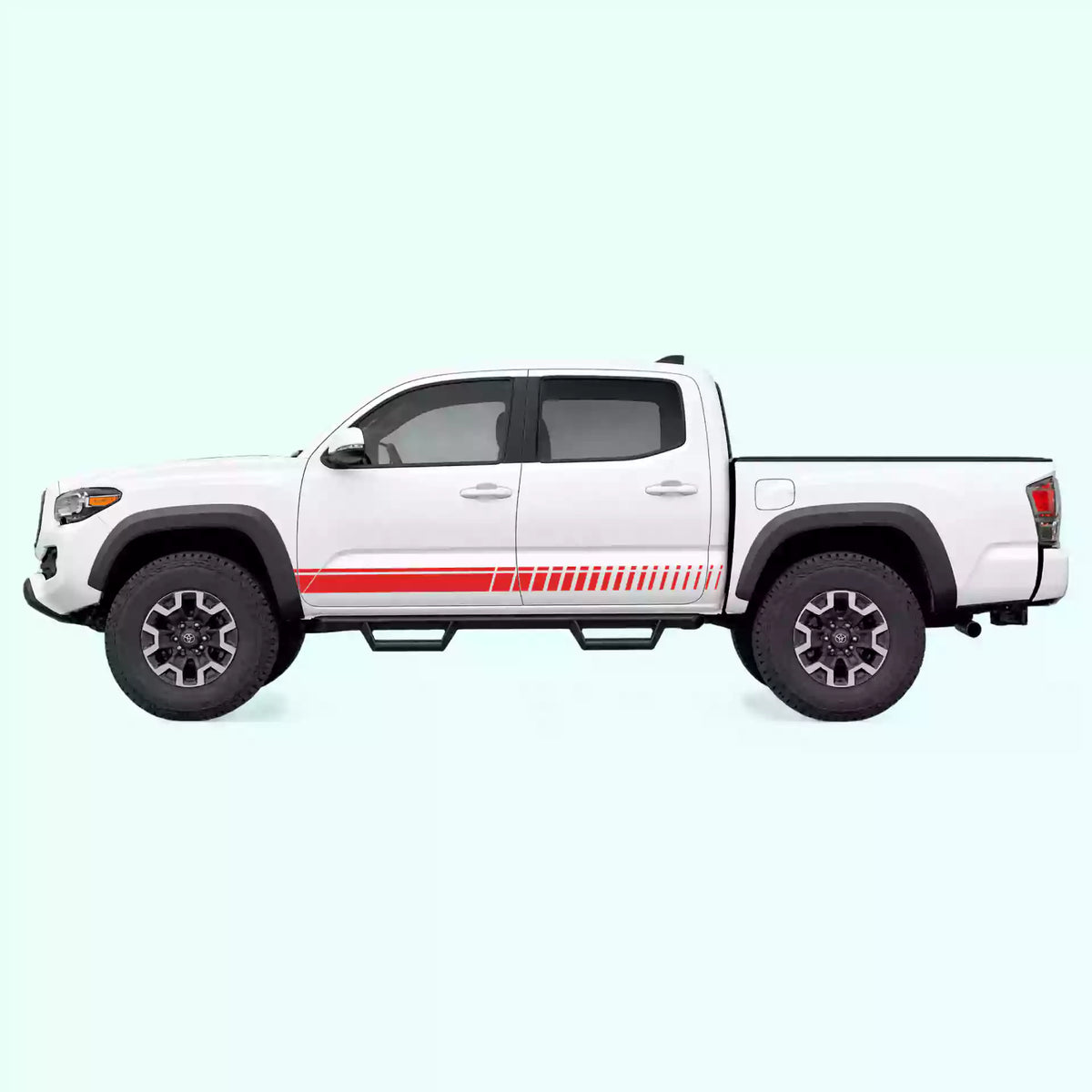 2016-2023 Toyota Tacoma Top Pin Stripe Rocker Vinyl Graphics Kit Red