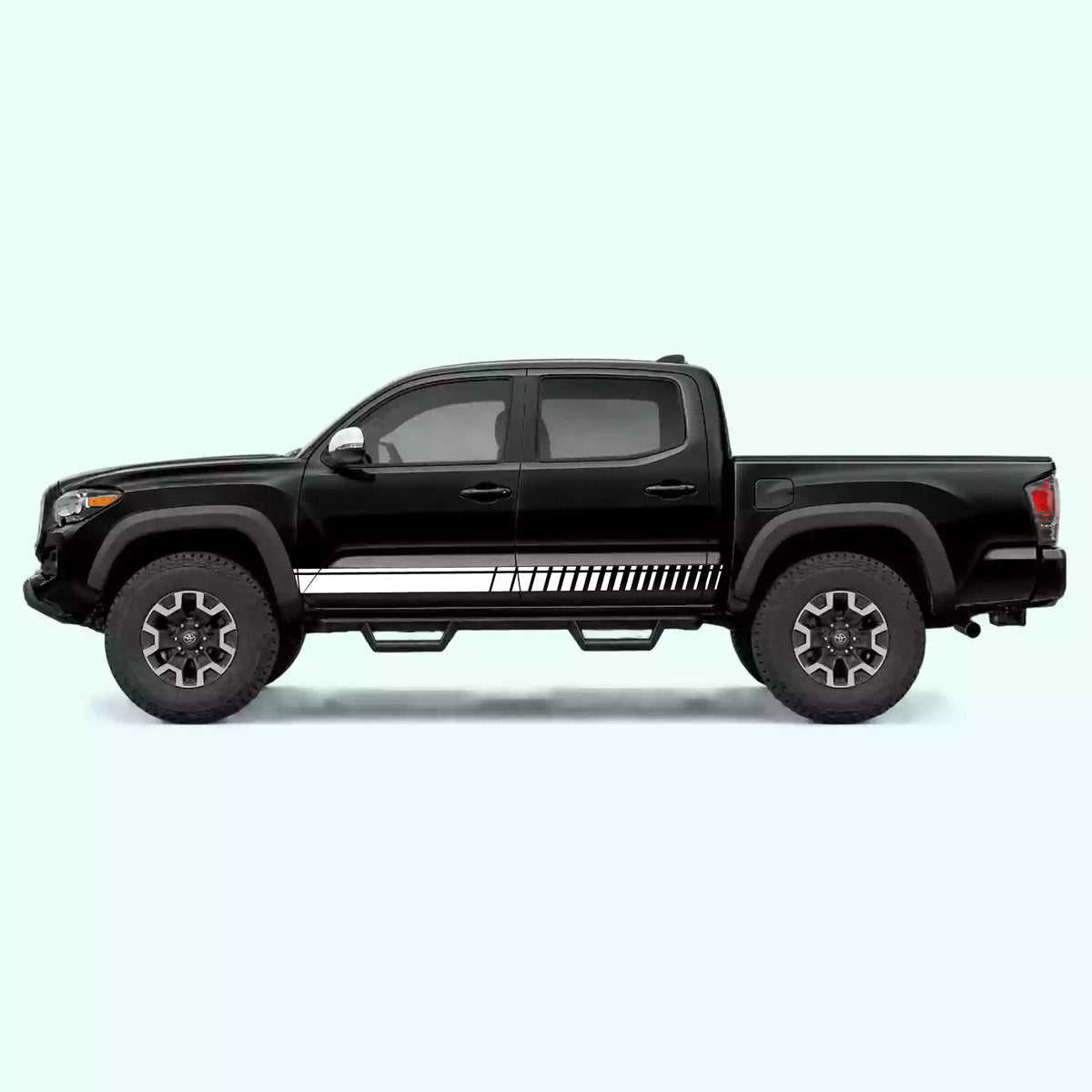 2016-2023 Toyota Tacoma Top Pin Stripe Rocker Vinyl Graphics Kit White