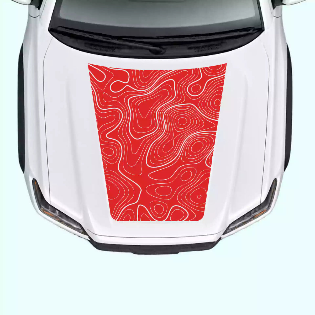 2016-2023 Toyota Tacoma Topographic Map Hood Decal Vinyl Graphics Kit Red