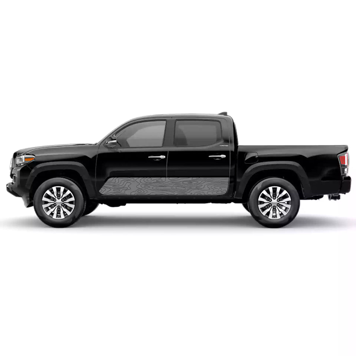 2016-2023 Toyota Tacoma Topographic Rocker Stripes Vinyl Graphics Kit gray