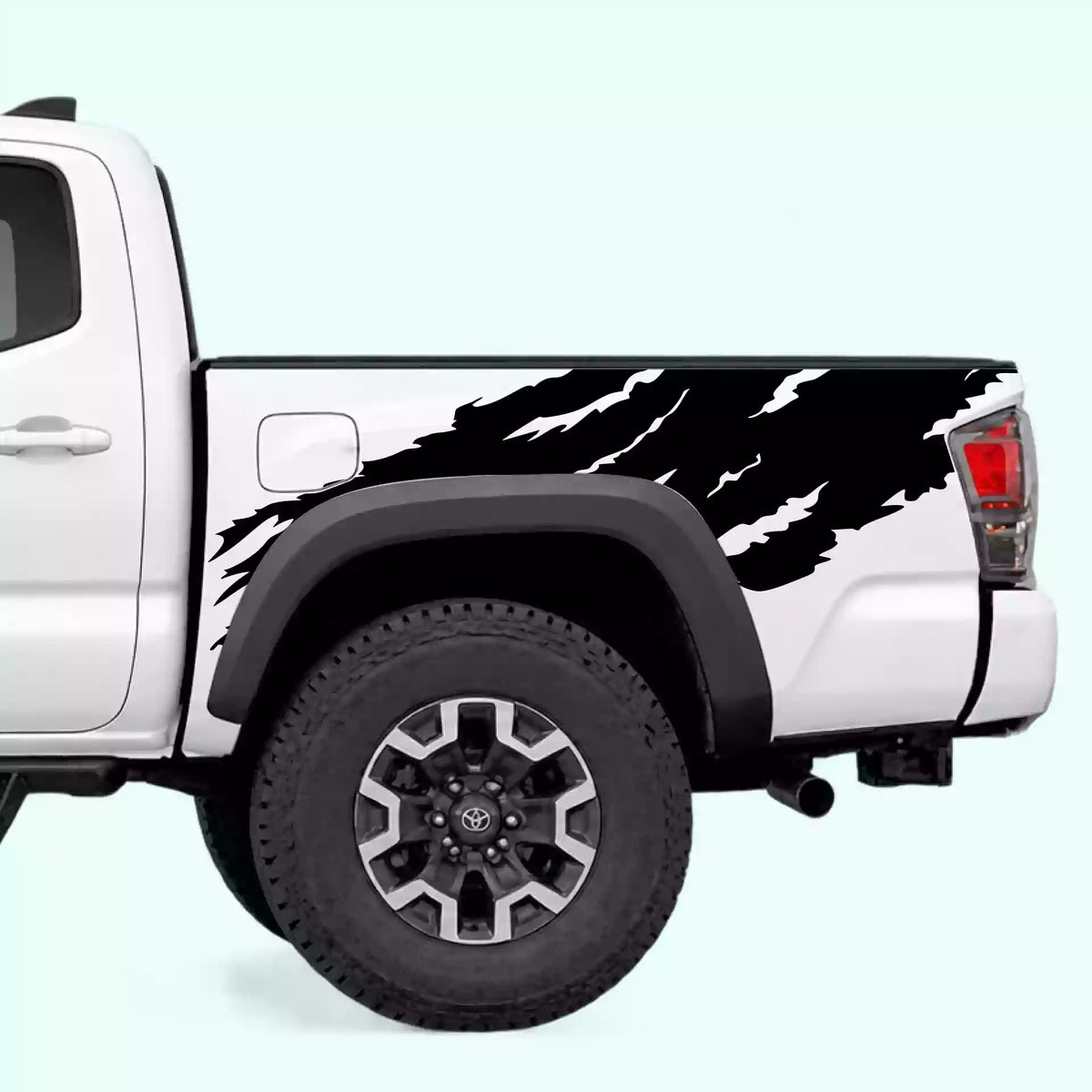 2016-2023 Toyota Tacoma Torn Off Road Bed Decals Vinyl Graphics Kit Black