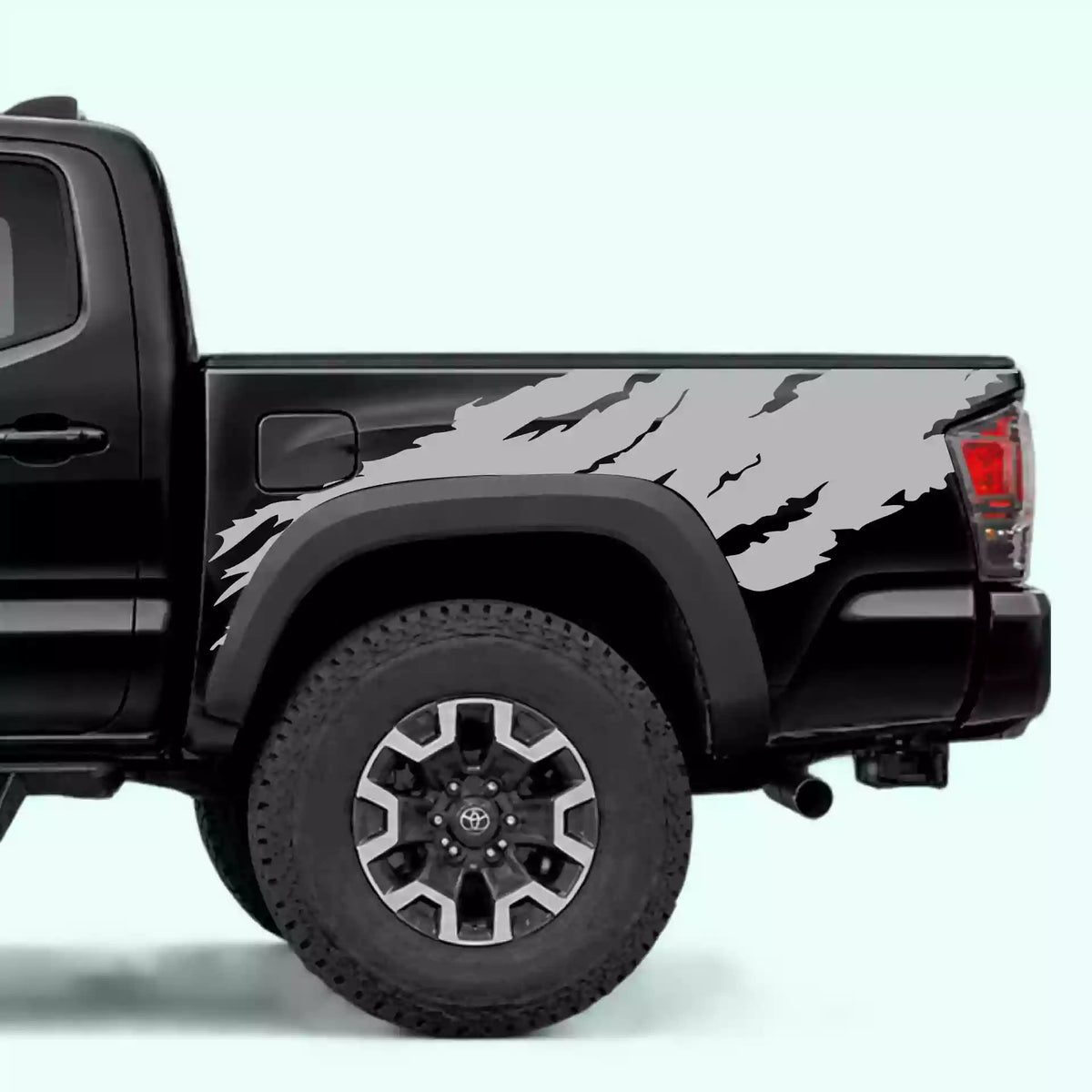 2016-2023 Toyota Tacoma Torn Off Road Bed Decals Vinyl Graphics Kit Gray