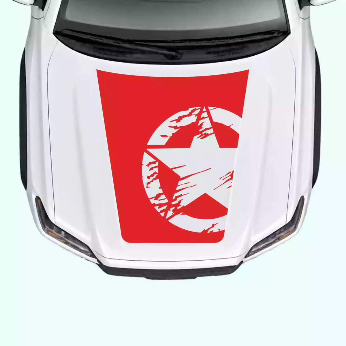 2016-2023 Toyota Tacoma Torn Star Hood Decal Vinyl Graphics Kit Red