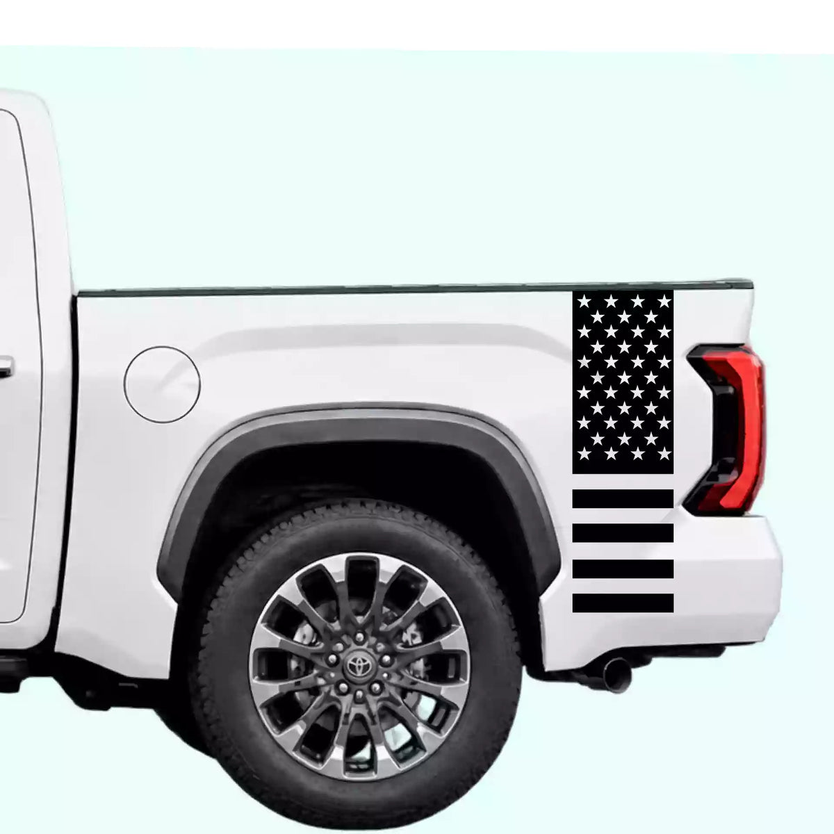 3rd Gen Toyota Tundra American Flag Bed Side Stripes Vinyl Graphics Kit black
