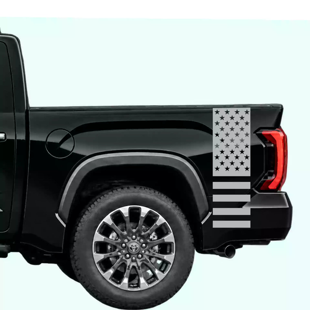 3rd Gen Toyota Tundra American Flag Bed Side Stripes Vinyl Graphics Kit gray