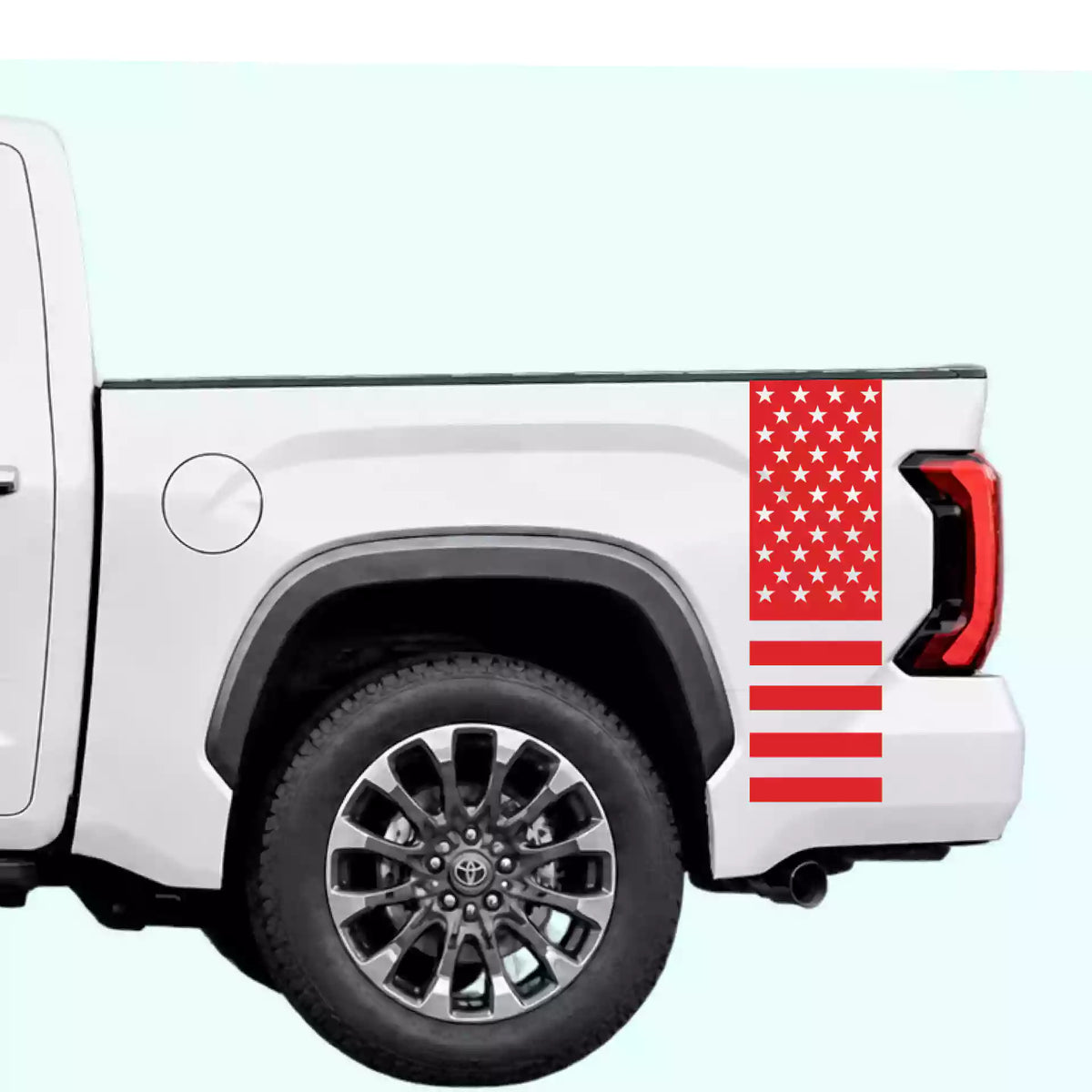 3rd Gen Toyota Tundra American Flag Bed Side Stripes Vinyl Graphics Kit red