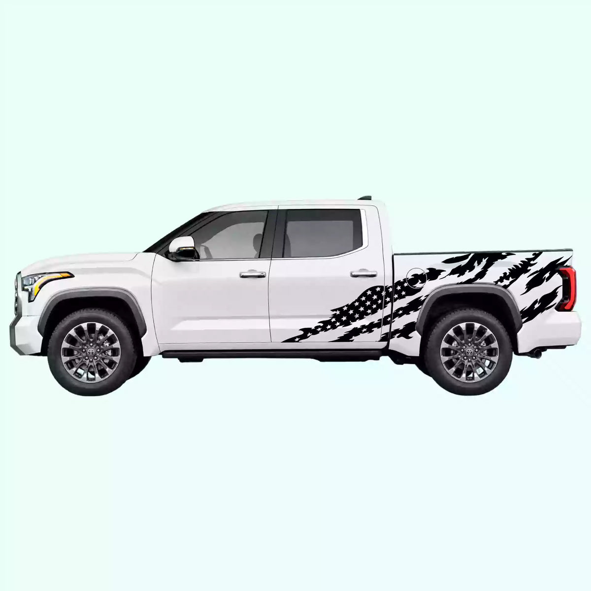 3rd Gen Toyota Tundra American Flag Side Decals Vinyl Graphics Kit Black
