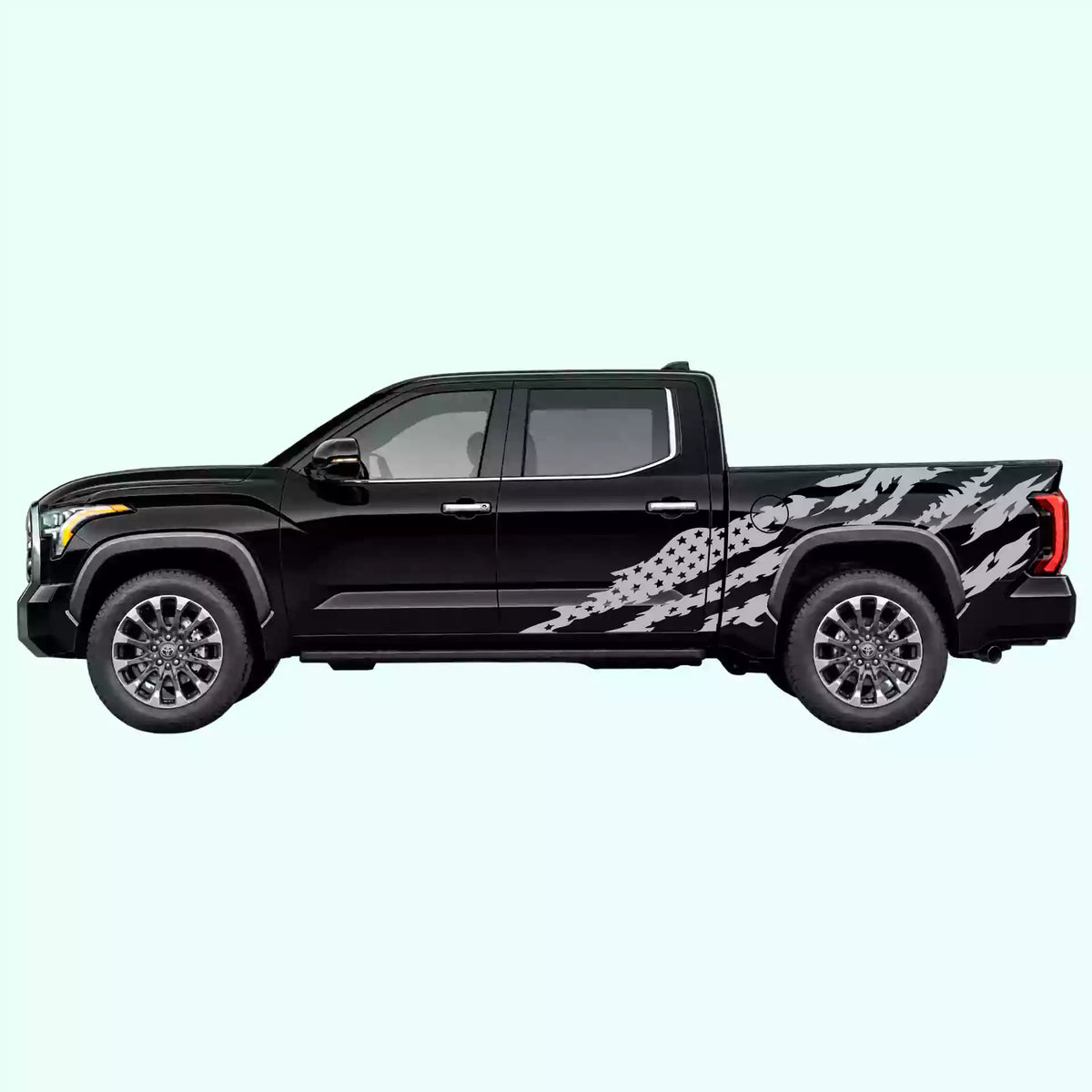 3rd Gen Toyota Tundra American Flag Side Decals Vinyl Graphics Kit Gray