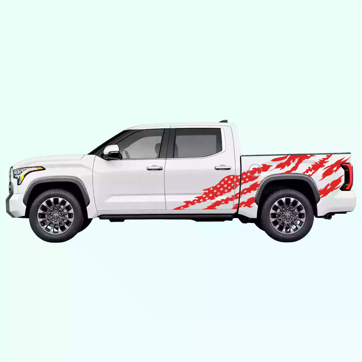3rd Gen Toyota Tundra American Flag Side Decals Vinyl Graphics Kit Red