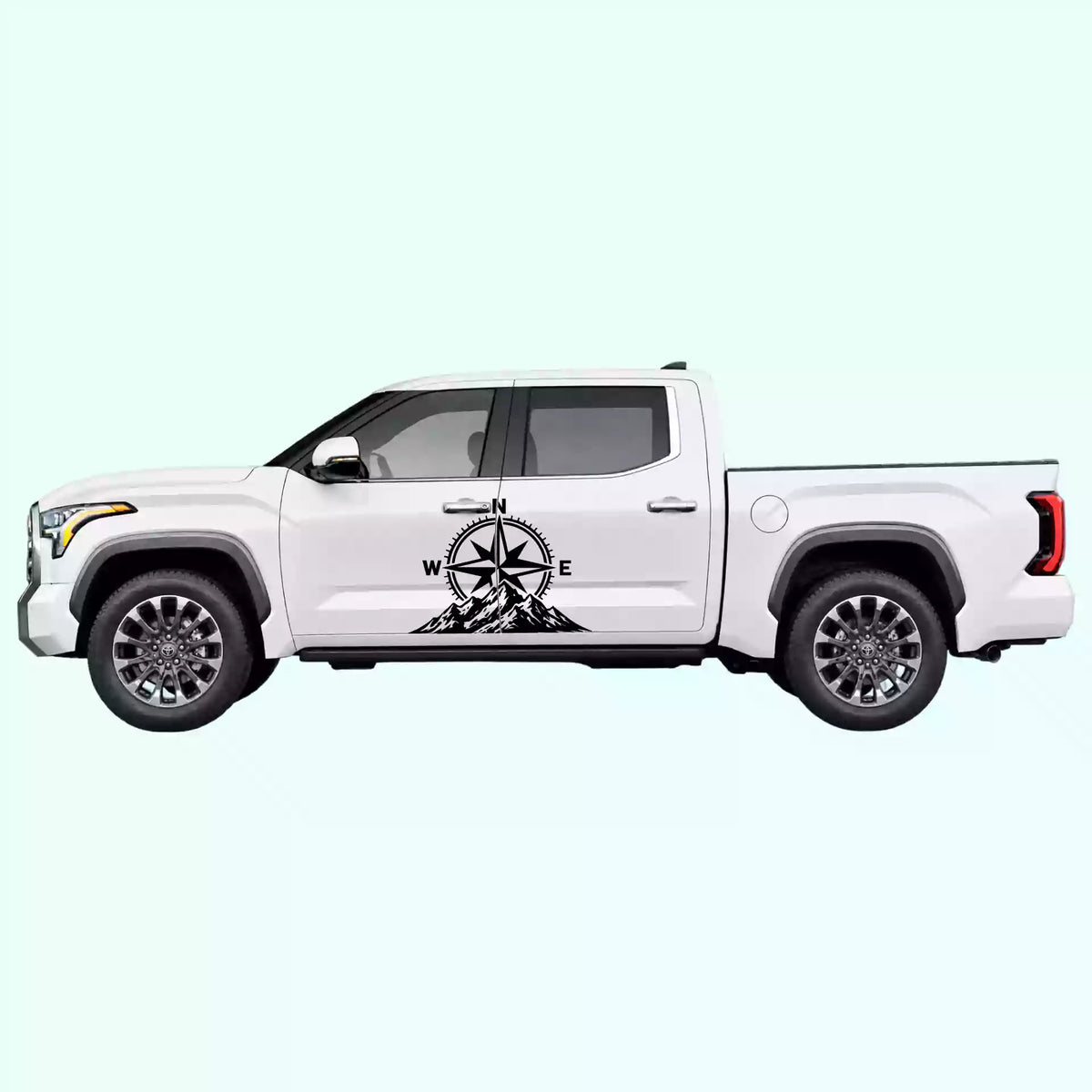 3rd Gen Toyota Tundra Compass Mountains Side Decals Vinyl Graphics Kit Black
