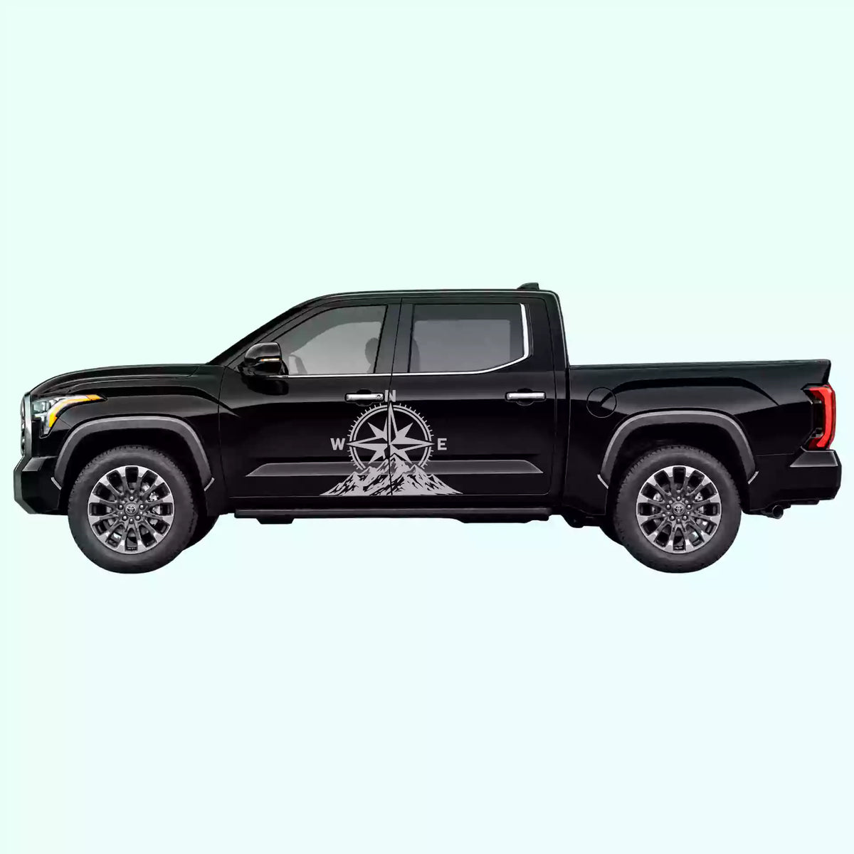 3rd Gen Toyota Tundra Compass Mountains Side Decals Vinyl Graphics Kit Gray
