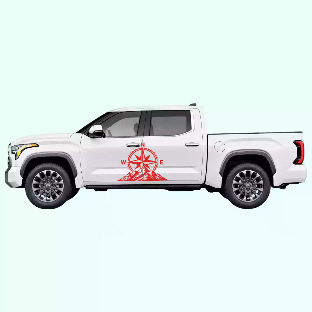 3rd Gen Toyota Tundra Compass Mountains Side Decals Vinyl Graphics Kit Red