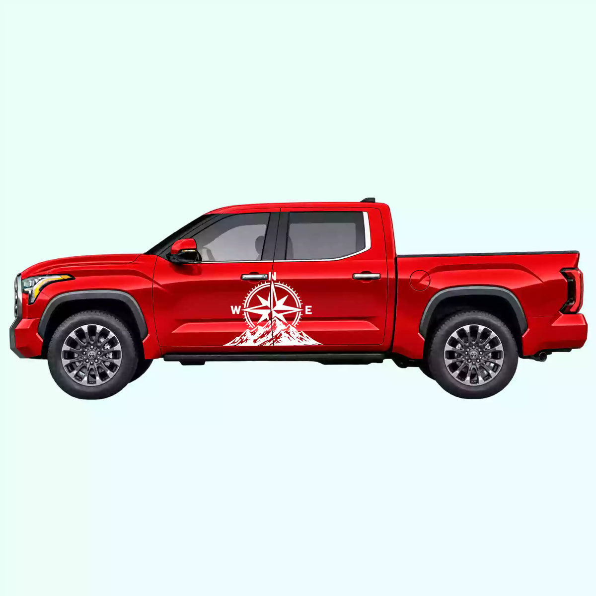 3rd Gen Toyota Tundra Compass Mountains Side Decals Vinyl Graphics Kit White