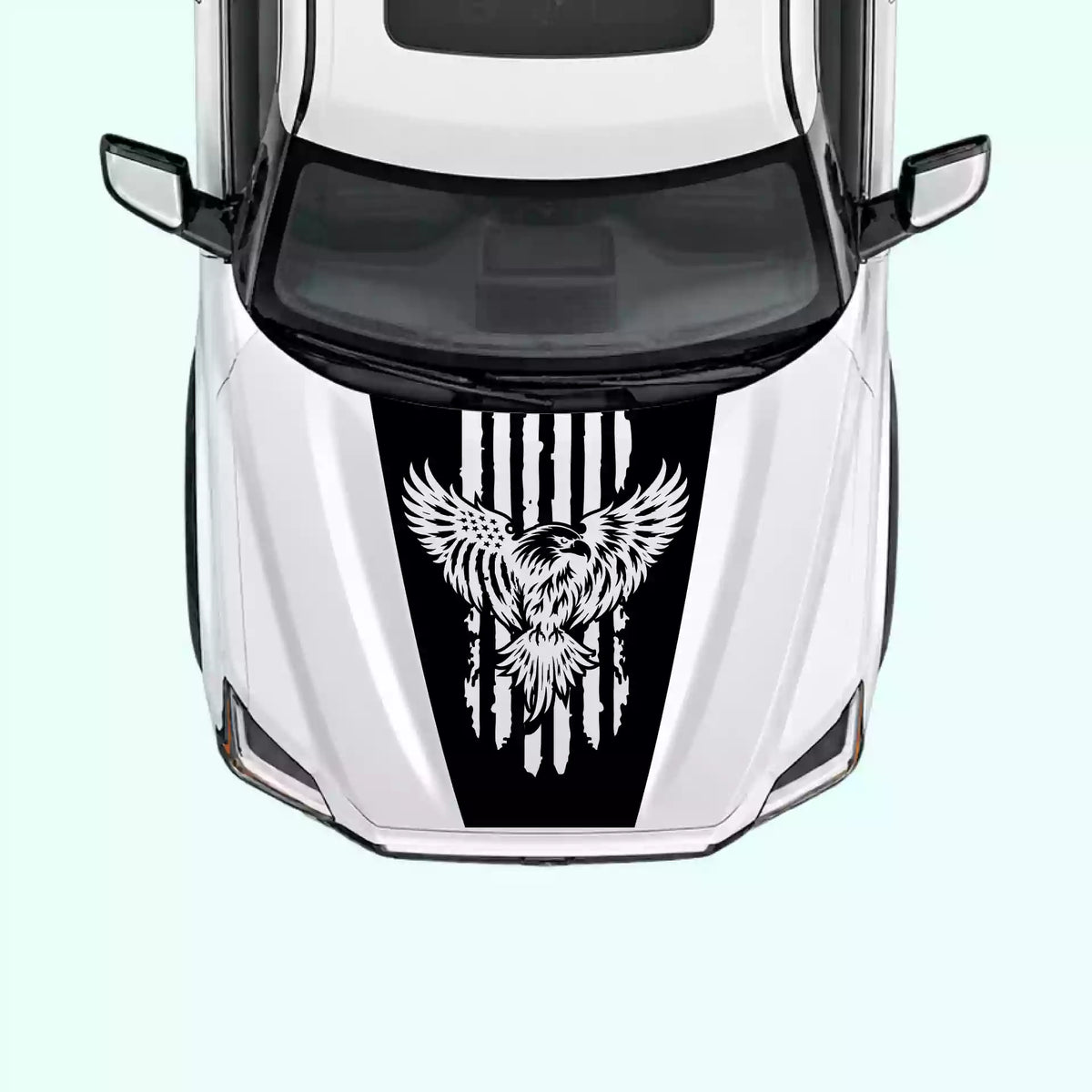 3rd Gen Toyota Tundra Eagle USA Flag Hood Decals Vinyl Graphics Kit Black