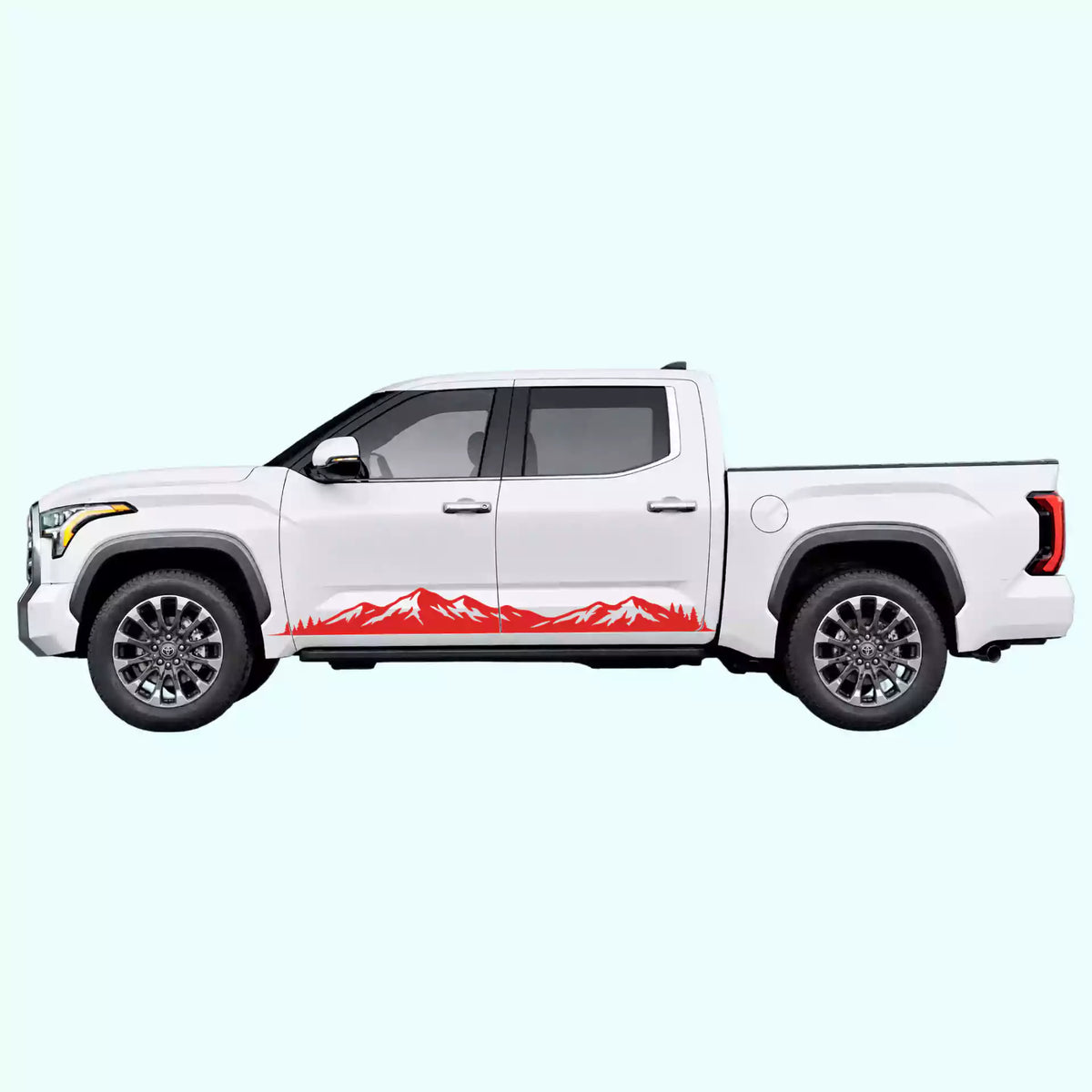 3rd Gen Toyota Tundra Mountain Range Rocker Stripes Vinyl Graphics Kit Red