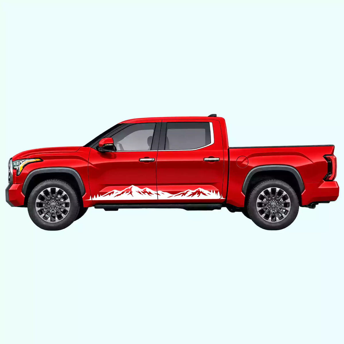 3rd Gen Toyota Tundra Mountain Range Rocker Stripes Vinyl Graphics Kit White