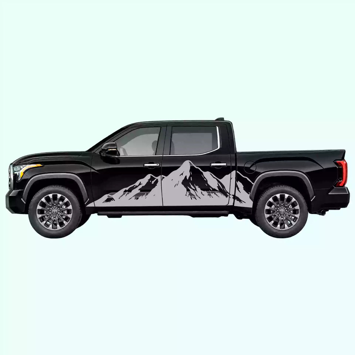 3rd Gen Toyota Tundra Mountain Range Side Decals Vinyl Graphics Kit Gray