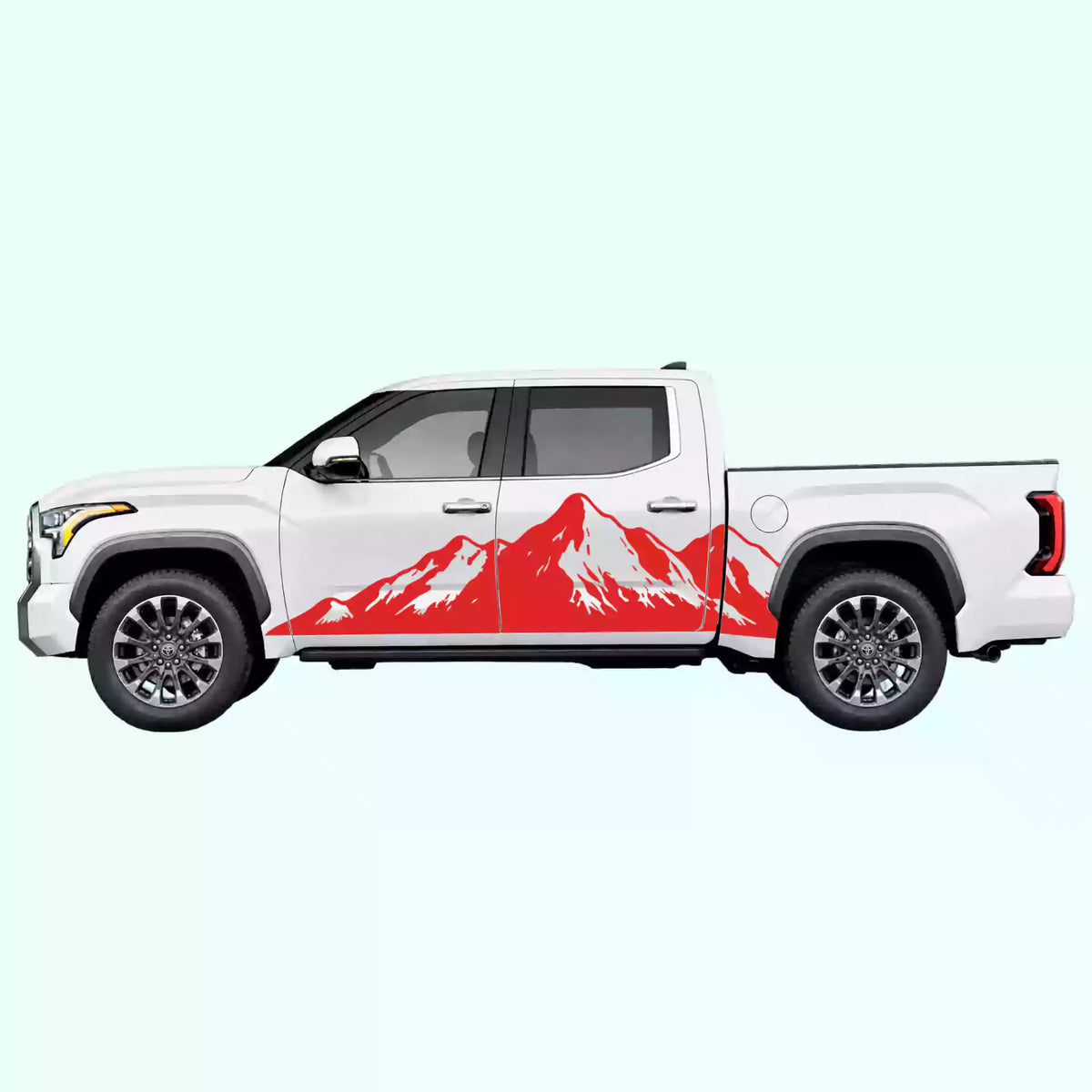 3rd Gen Toyota Tundra Mountain Range Side Decals Vinyl Graphics Kit Red