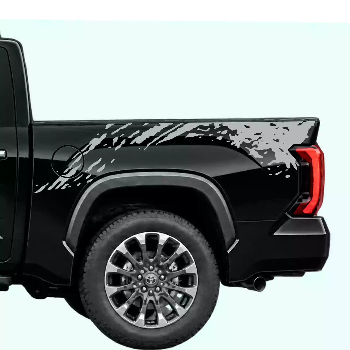 3rd Gen Toyota Tundra Mud Splash Bed Decals Vinyl Graphics Kit Gray