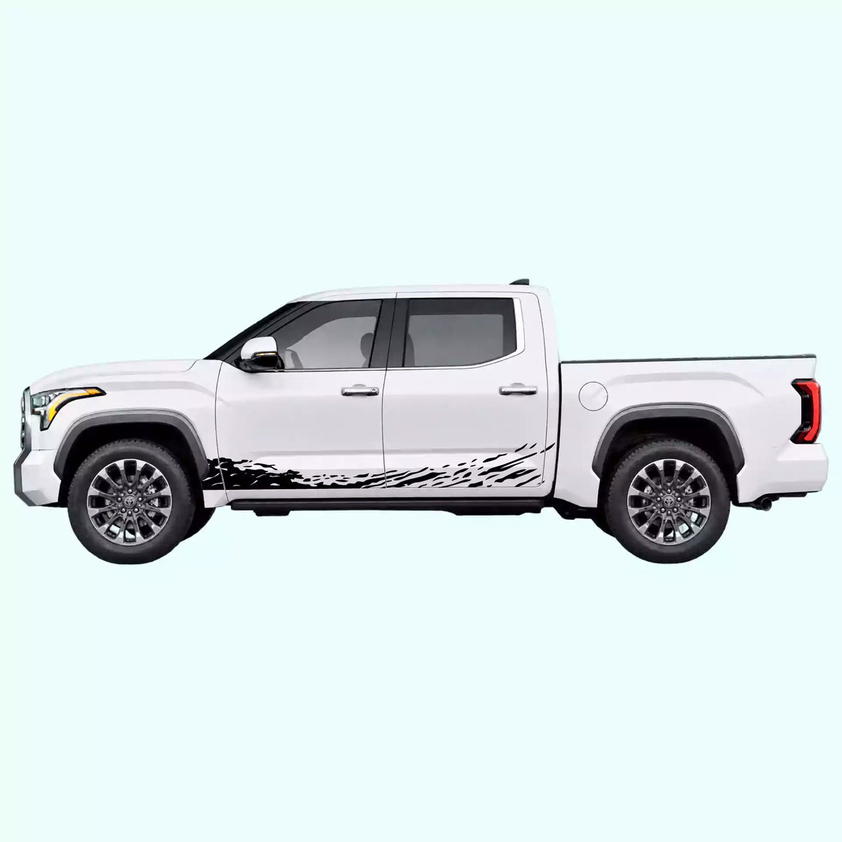 3rd Gen Toyota Tundra Mud Splash Rocker Stripes Vinyl Graphics Kit Black
