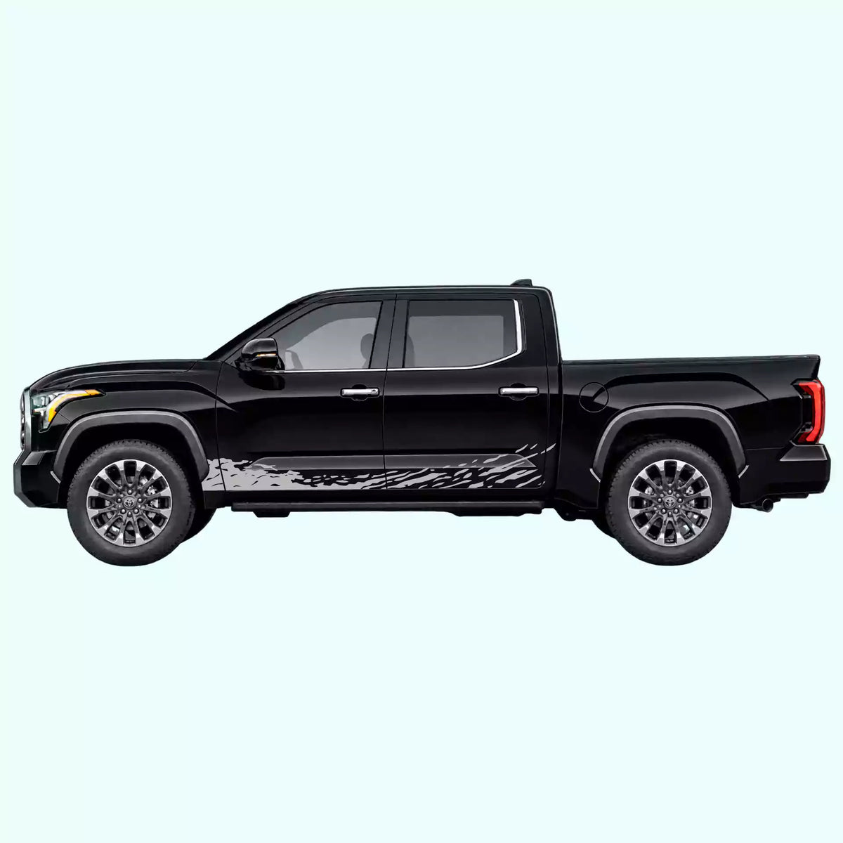 3rd Gen Toyota Tundra Mud Splash Rocker Stripes Vinyl Graphics Kit Gray