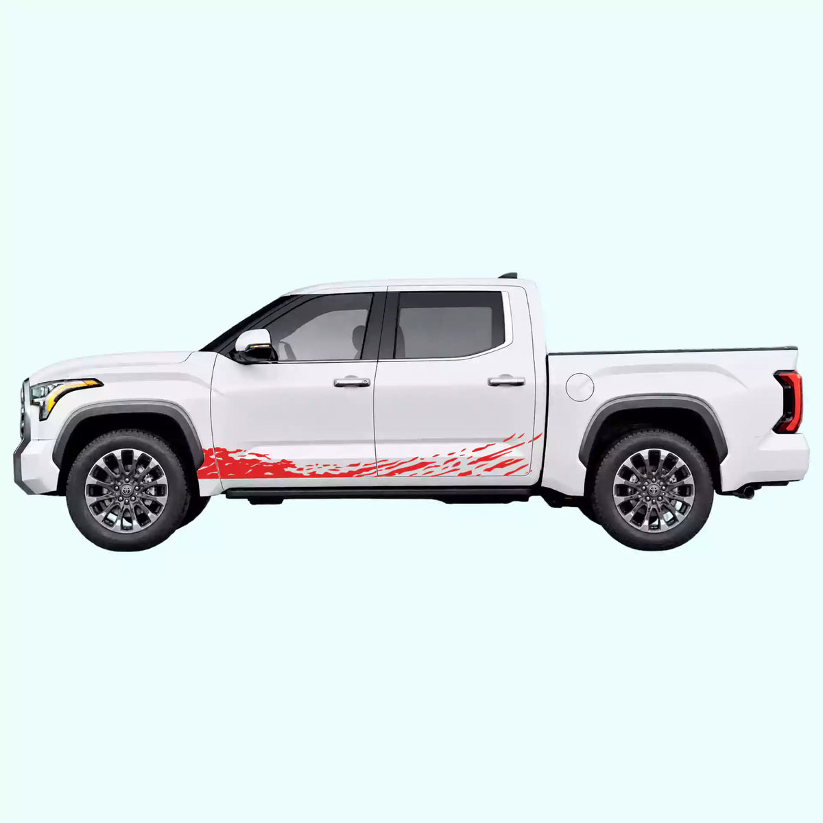 3rd Gen Toyota Tundra Mud Splash Rocker Stripes Vinyl Graphics Kit Red