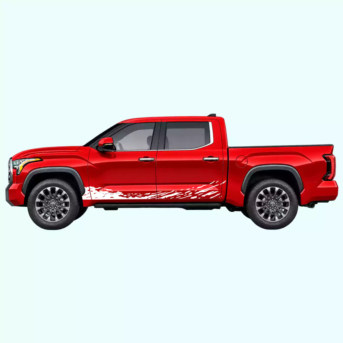 3rd Gen Toyota Tundra Mud Splash Rocker Stripes Vinyl Graphics Kit White