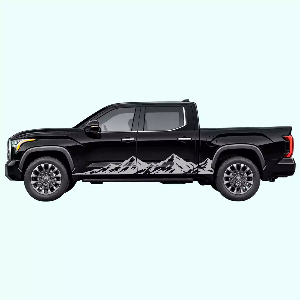 3rd Gen Toyota Tundra Peak Mountain Rocker Stripes Vinyl Graphics Kit Gray