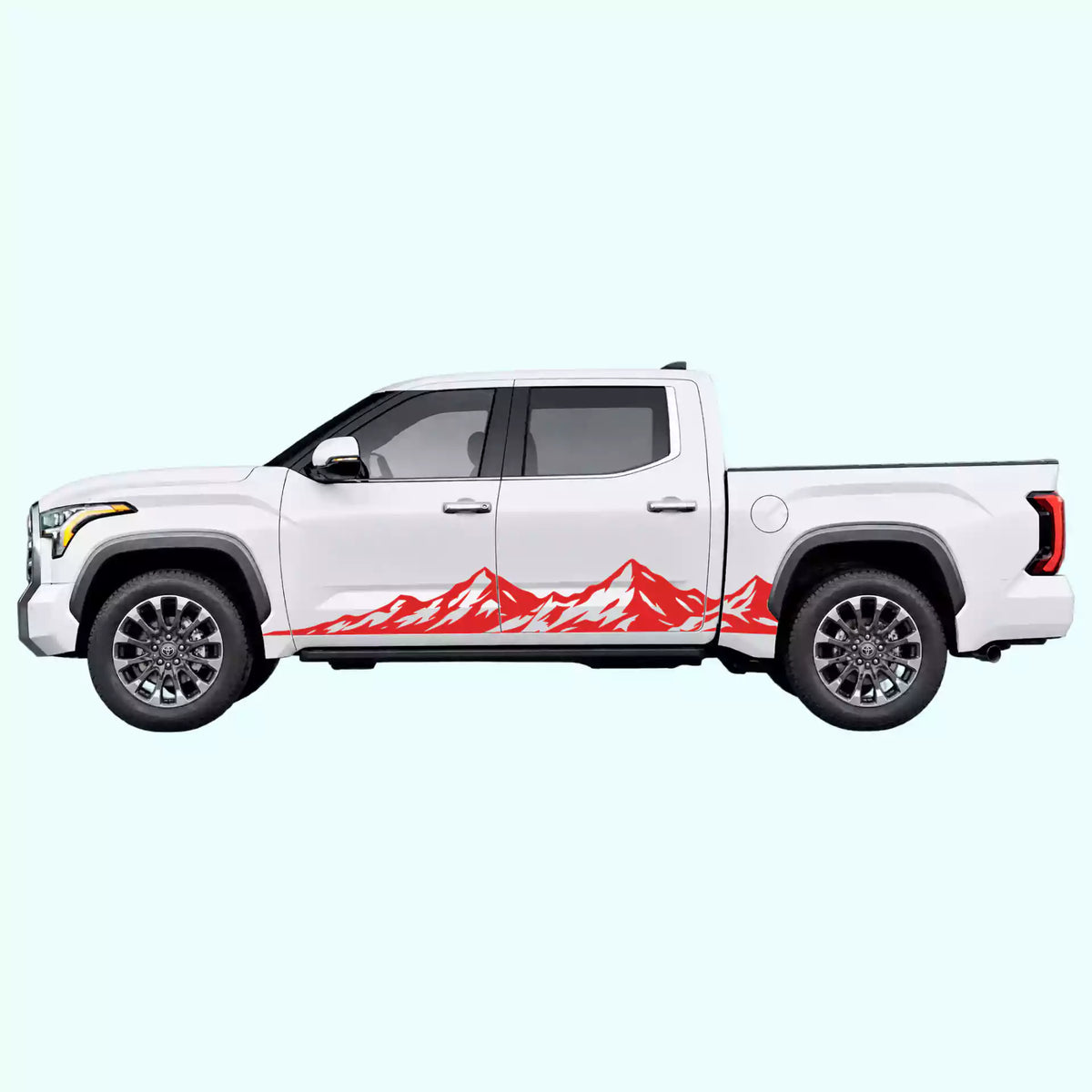 3rd Gen Toyota Tundra Peak Mountain Rocker Stripes Vinyl Graphics Kit Red