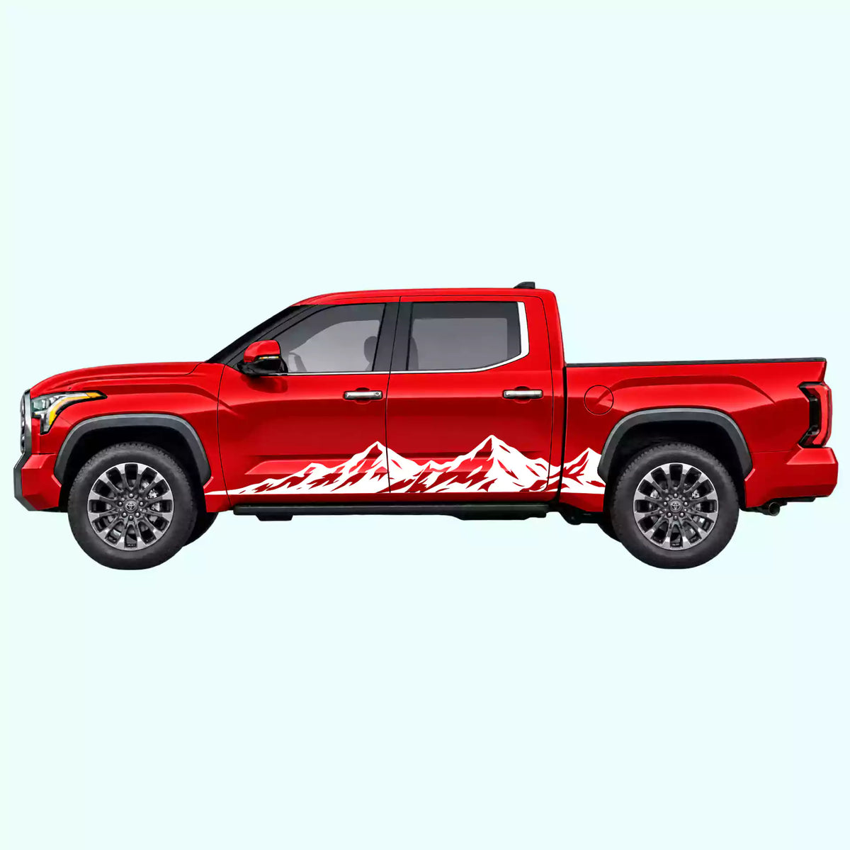 3rd Gen Toyota Tundra Peak Mountain Rocker Stripes Vinyl Graphics Kit White