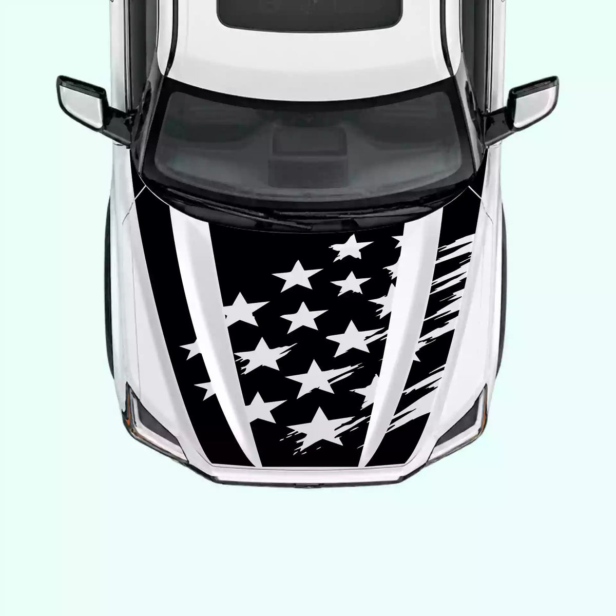 3rd Gen Toyota Tundra Shattered American Flag Hood Decal Vinyl Graphics Kit Black