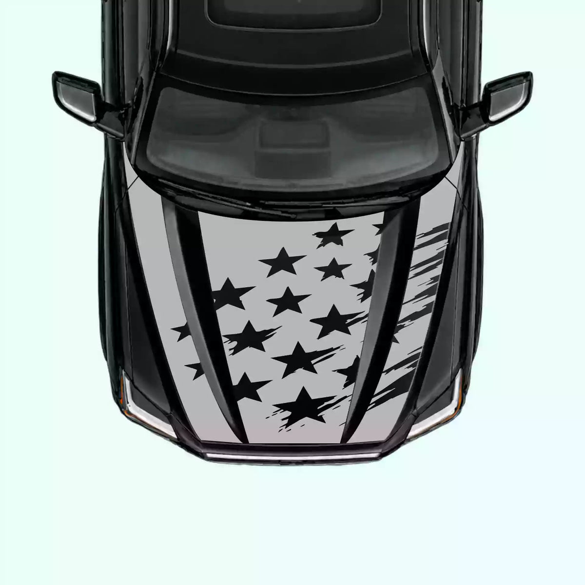 3rd Gen Toyota Tundra Shattered American Flag Hood Decal Vinyl Graphics Kit Gray