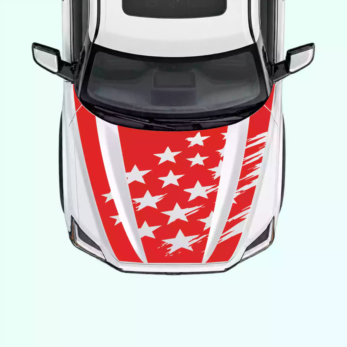 3rd Gen Toyota Tundra Shattered American Flag Hood Decal Vinyl Graphics Kit Red