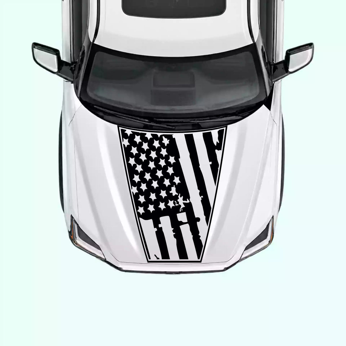 3rd Gen Toyota Tundra Shred American Flag Hood Decals Vinyl Graphics Kit Black