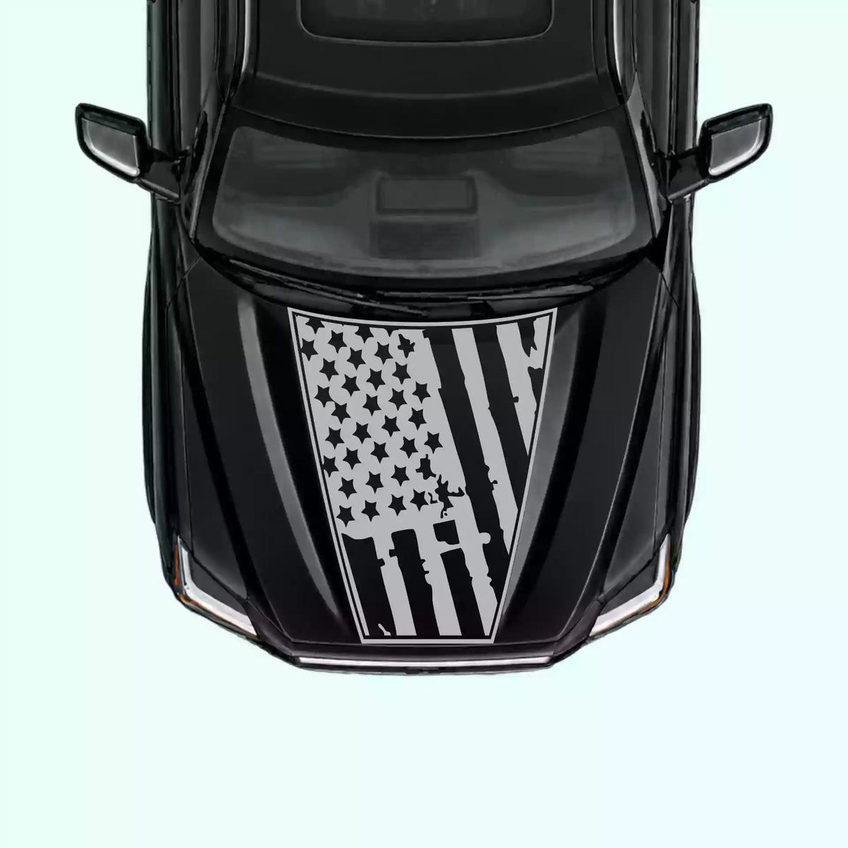3rd Gen Toyota Tundra Shred American Flag Hood Decals Vinyl Graphics Kit Gray