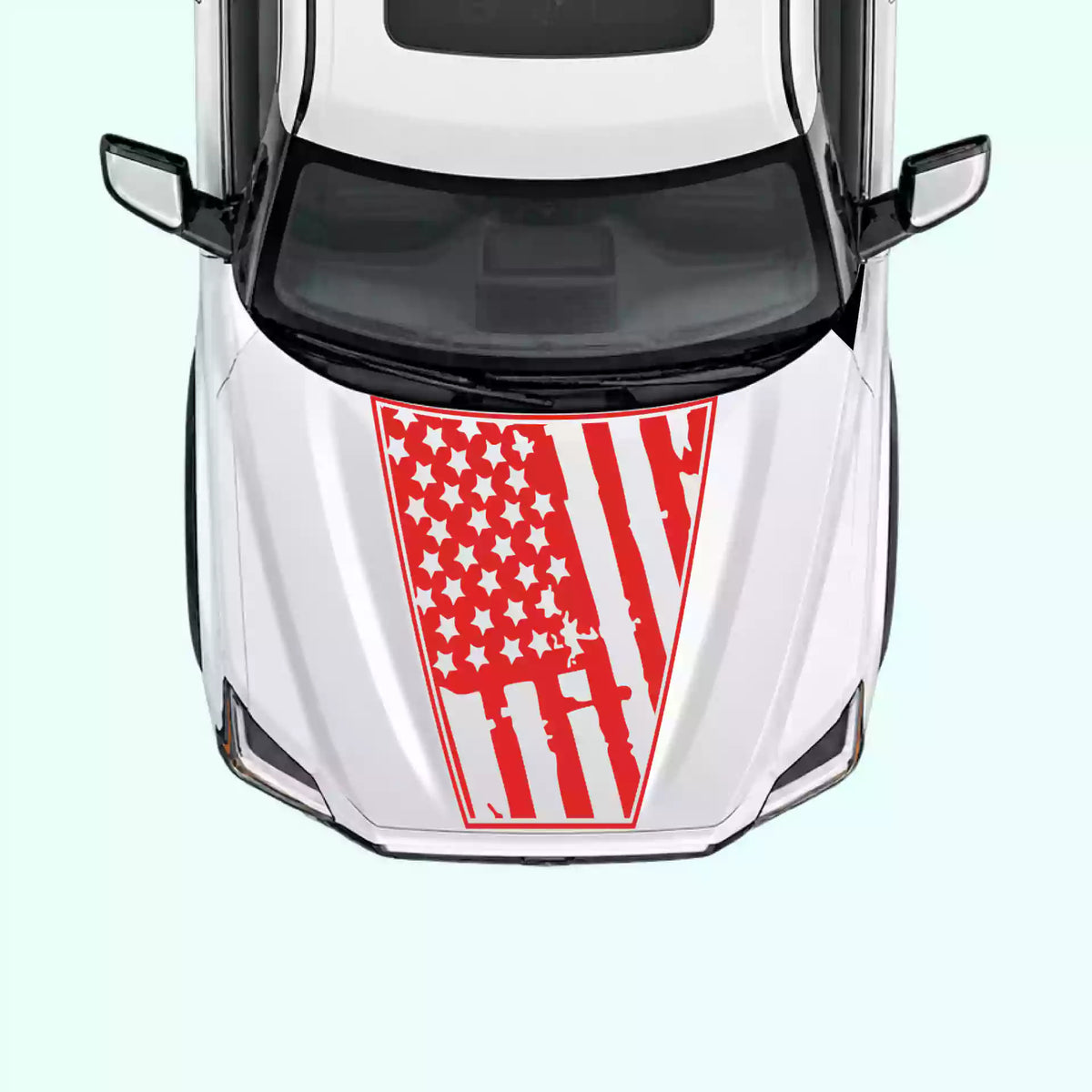 3rd Gen Toyota Tundra Shred American Flag Hood Decals Vinyl Graphics Kit Red