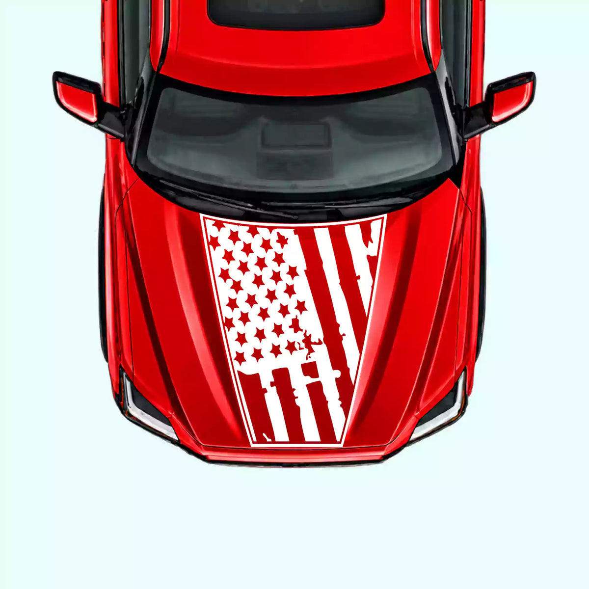 3rd Gen Toyota Tundra Shred American Flag Hood Decals Vinyl Graphics Kit White