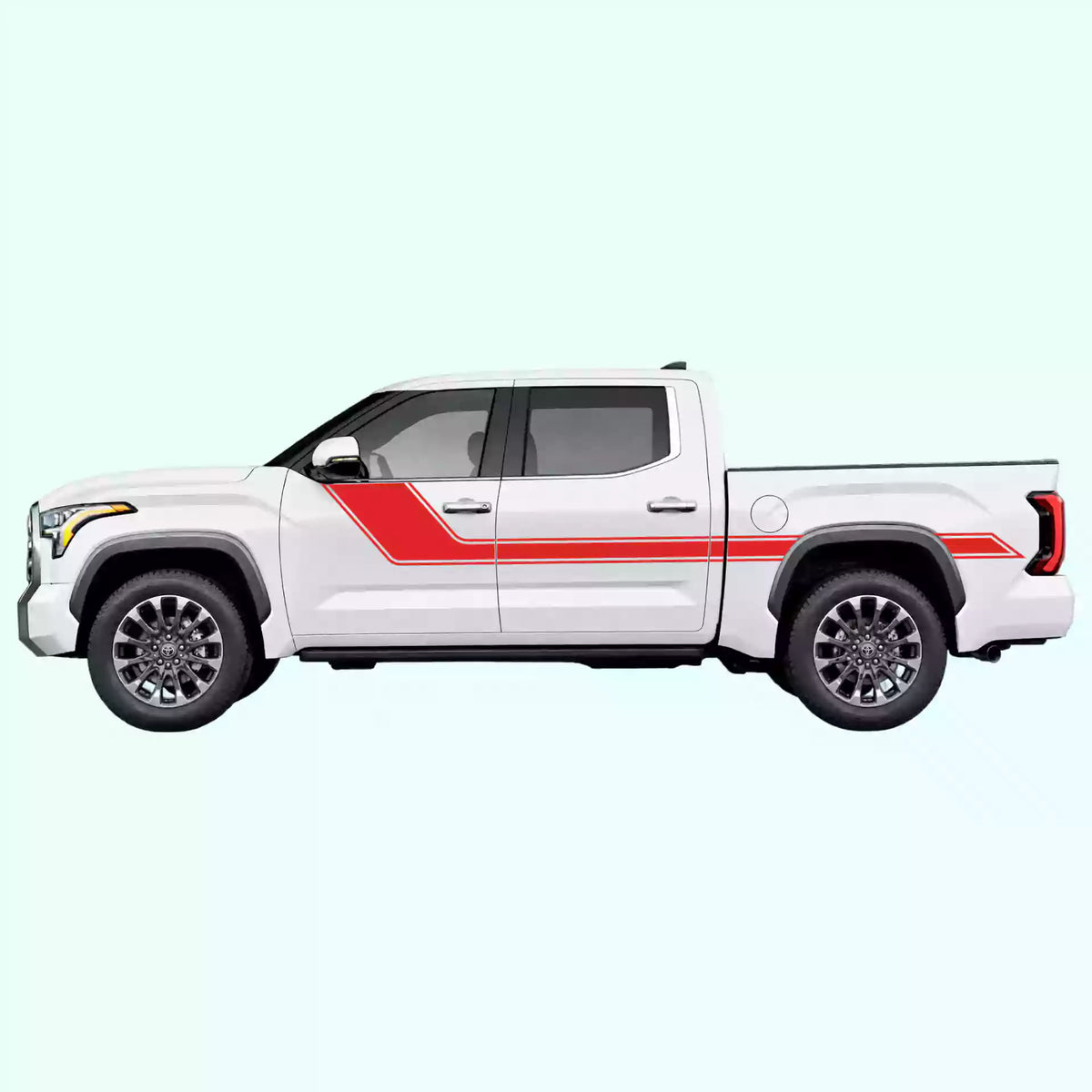 3rd Gen Toyota Tundra Side Rally Stripes Vinyl Graphics Kit Red