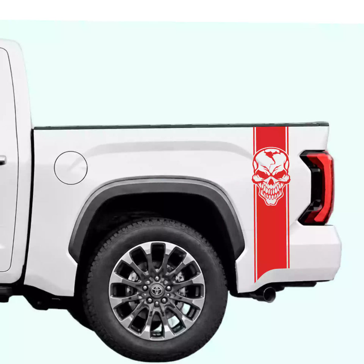 3rd Gen Toyota Tundra Skull Bed Stripes Vinyl Graphics Kit Red