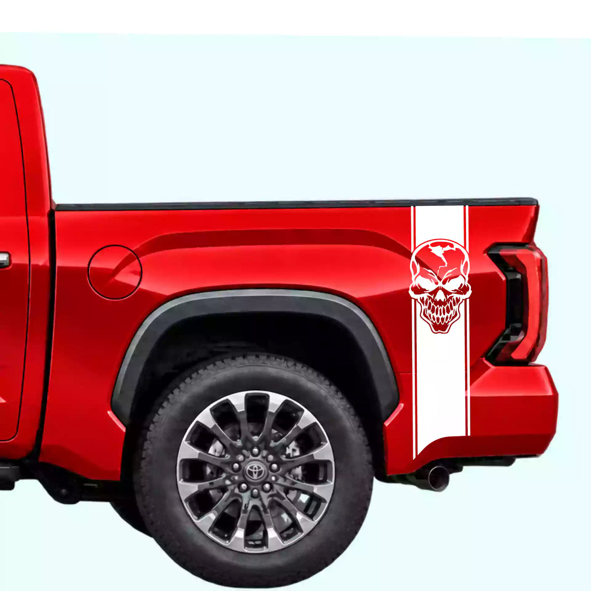 3rd Gen Toyota Tundra Skull Bed Stripes Vinyl Graphics Kit White