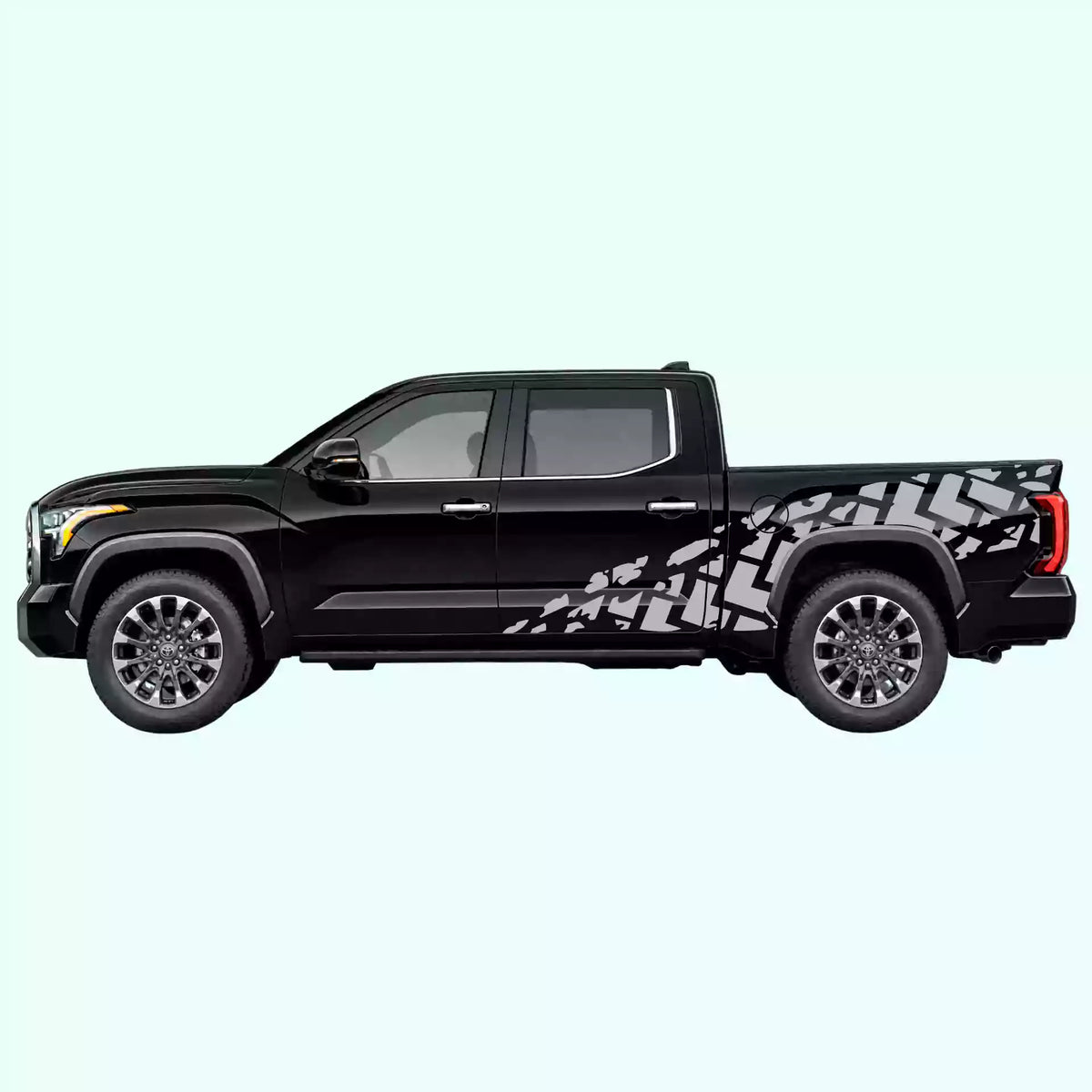 3rd Gen Toyota Tundra Tire Tracks Side Decals Vinyl Graphics Kit Gray