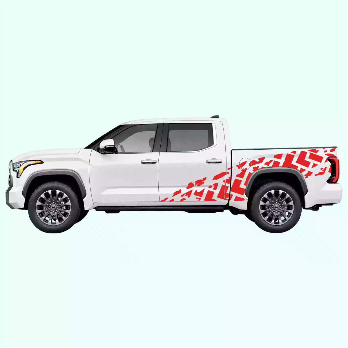 3rd Gen Toyota Tundra Tire Tracks Side Decals Vinyl Graphics Kit Red