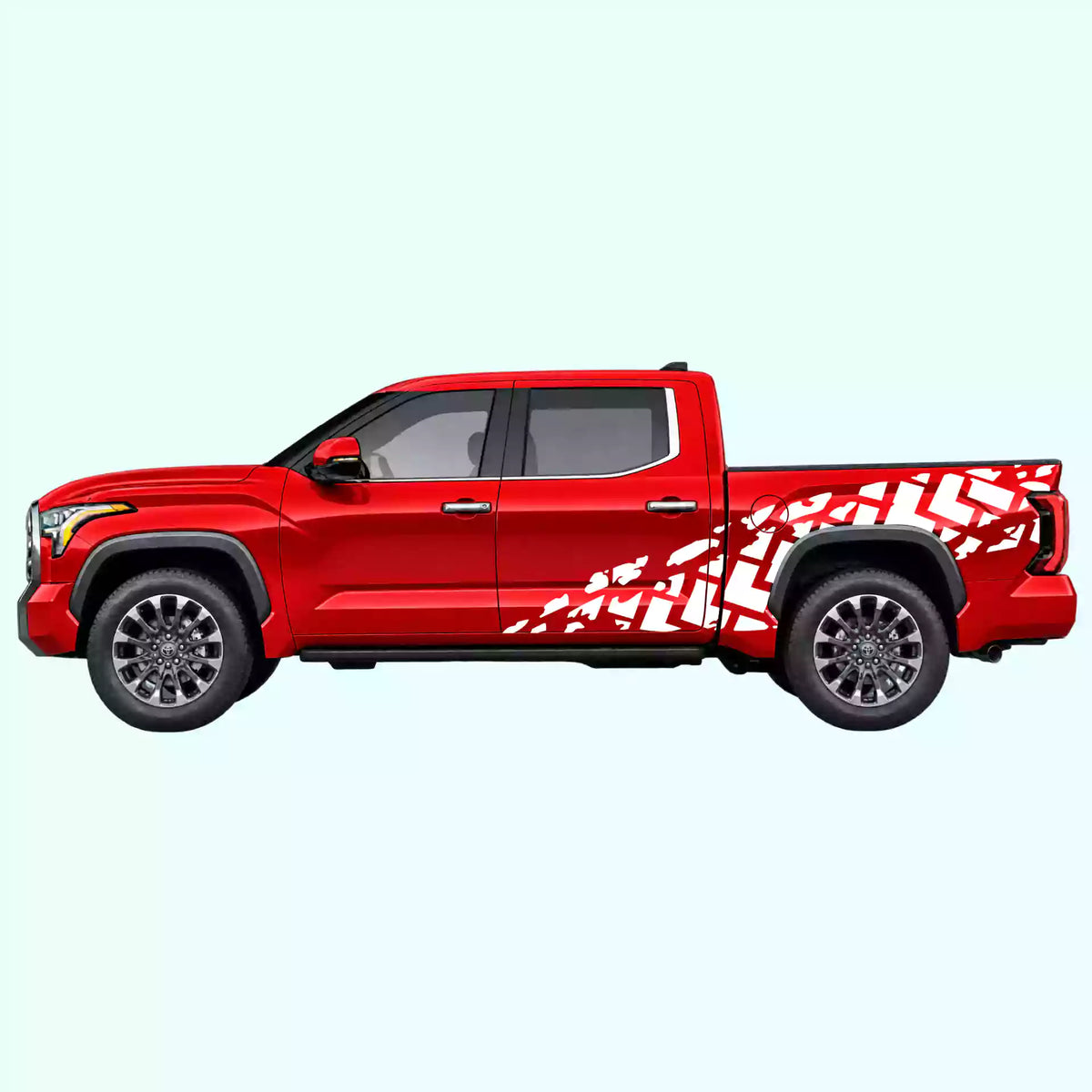 3rd Gen Toyota Tundra Tire Tracks Side Decals Vinyl Graphics Kit White