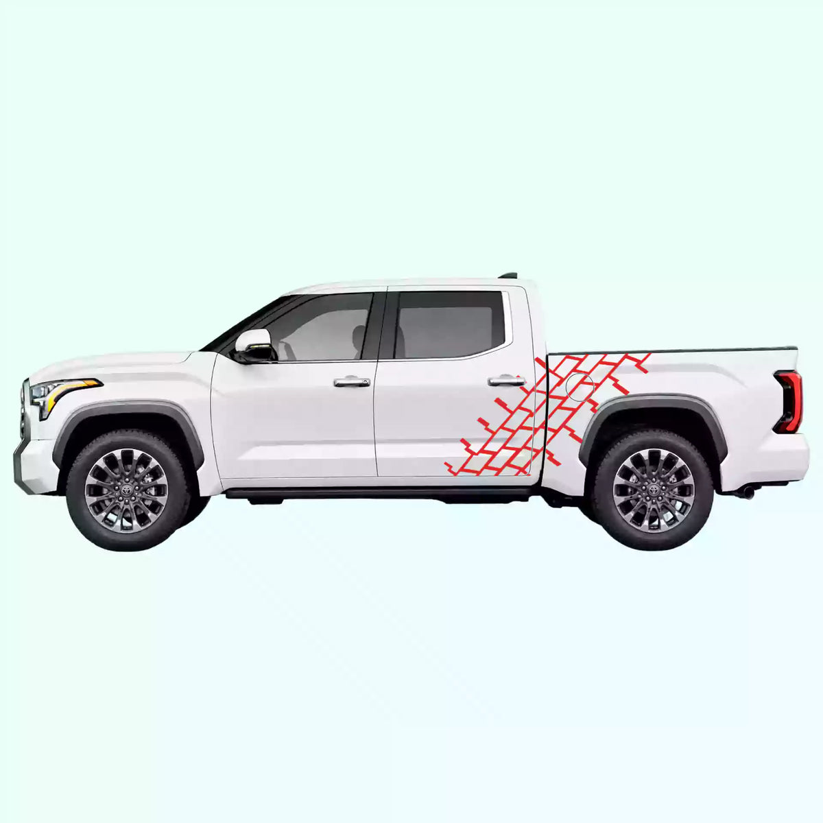 3rd Gen Toyota Tundra Tire Tread Side Decals Vinyl Graphics Kit Red