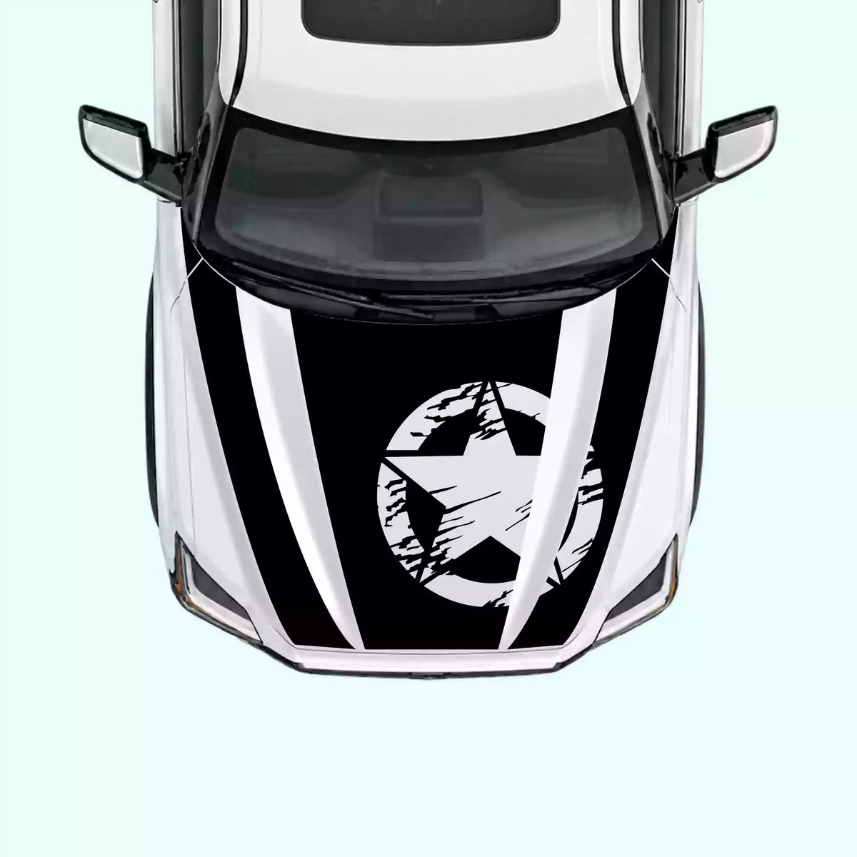 3rd Gen Toyota Tundra Torn Star Hood Decal Vinyl Graphics Kit Black