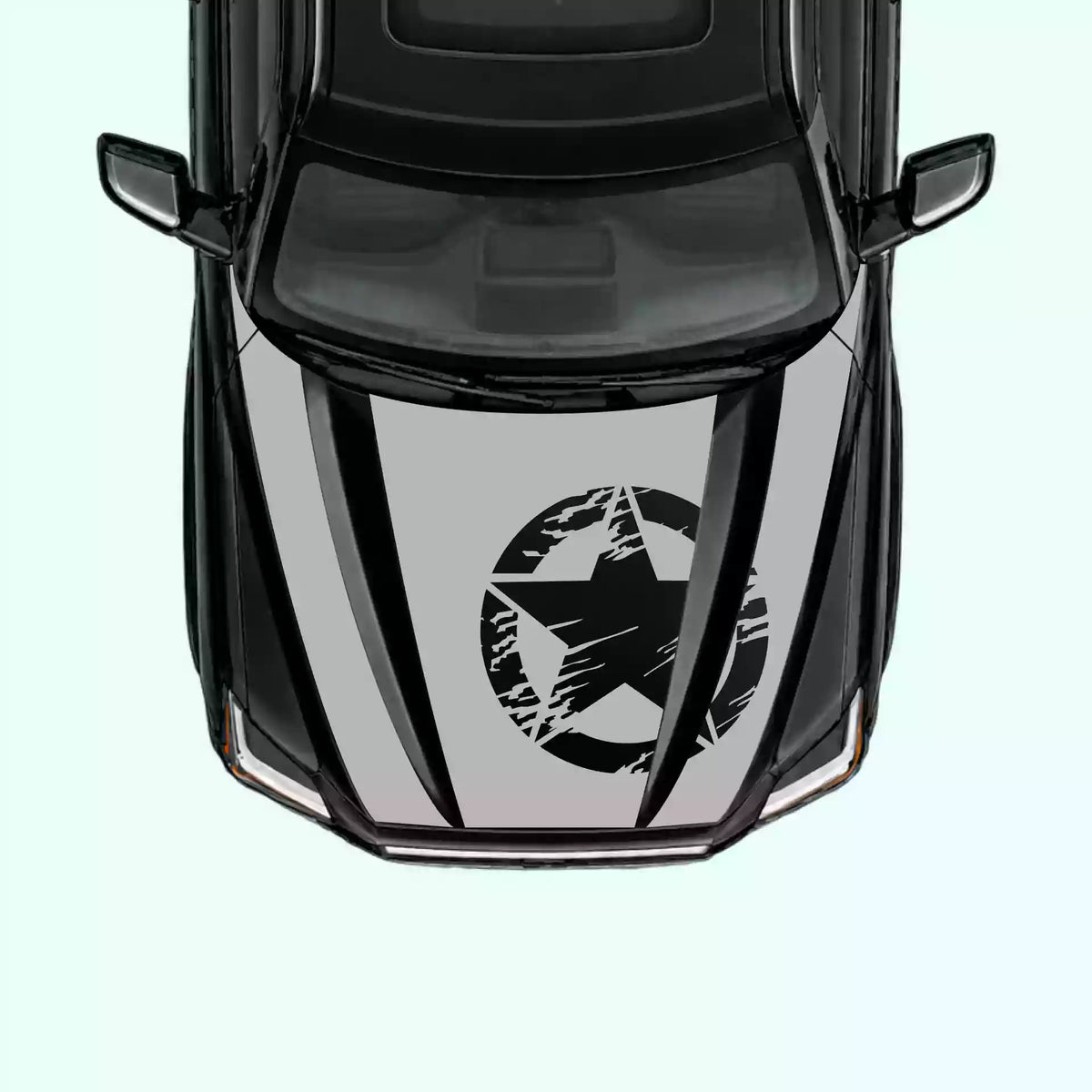 3rd Gen Toyota Tundra Torn Star Hood Decal Vinyl Graphics Kit Gray
