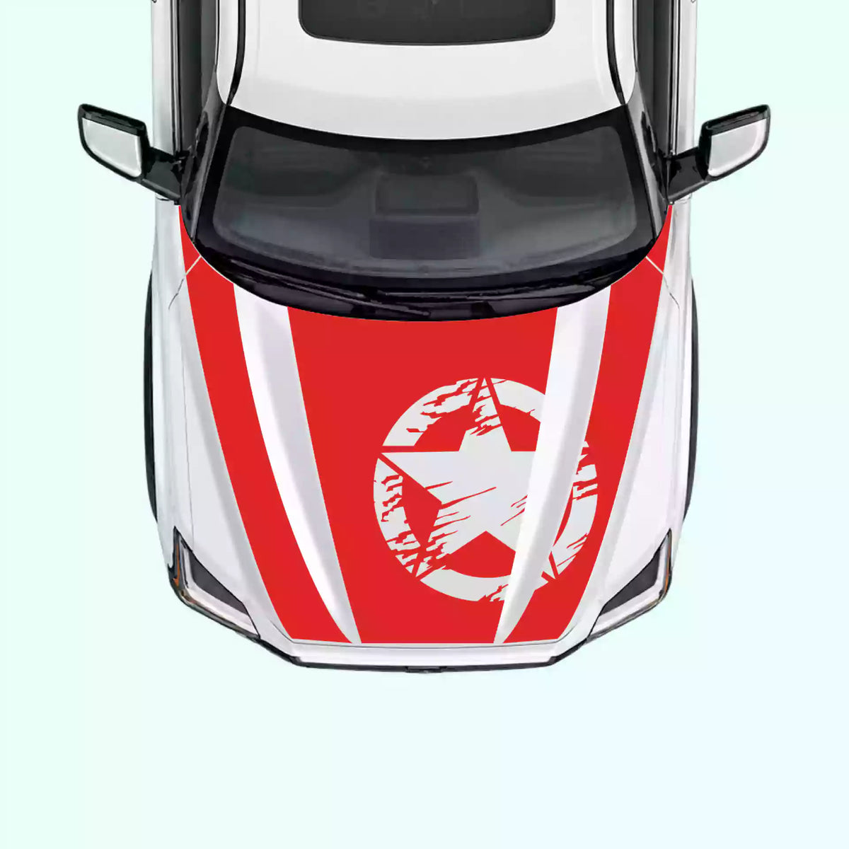 3rd Gen Toyota Tundra Torn Star Hood Decal Vinyl Graphics Kit Red