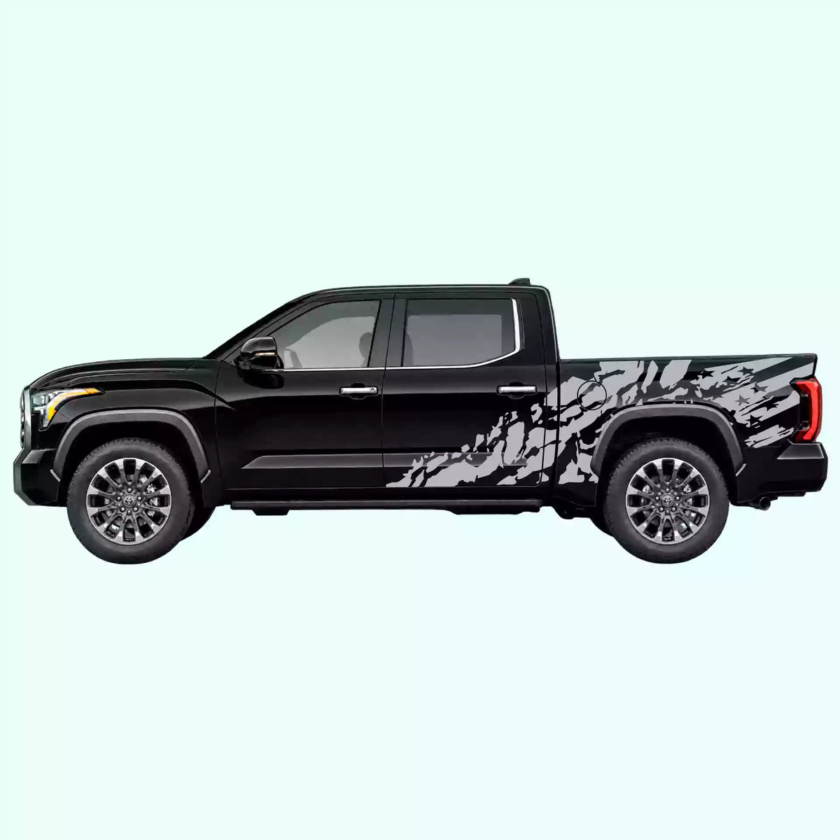 3rd Gen Toyota Tundra US Flag Shred Side Decals Vinyl Graphics Kit Gray