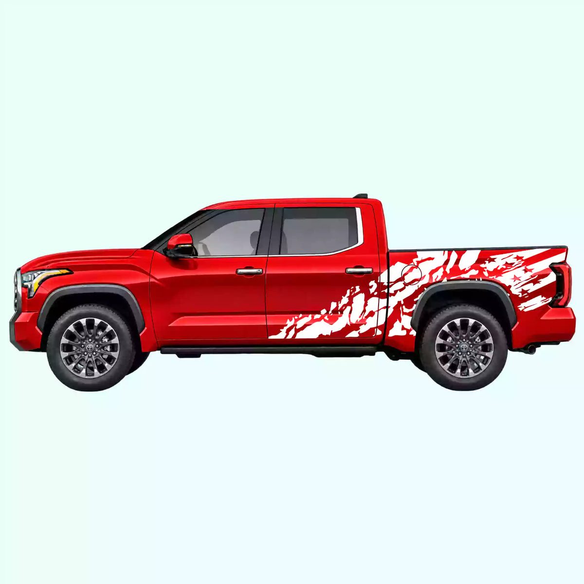3rd Gen Toyota Tundra US Flag Shred Side Decals Vinyl Graphics Kit White